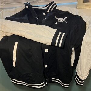 Black and White Skull Varsity Jacket